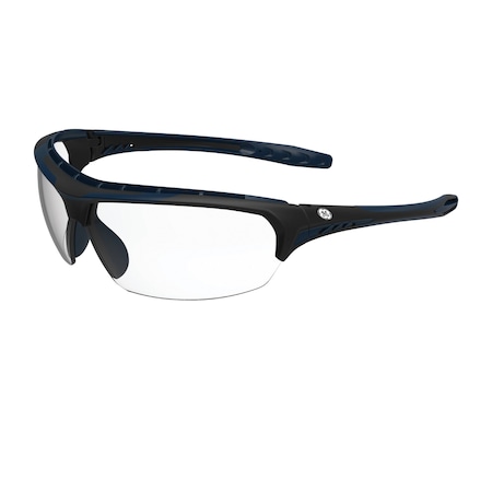 Ge Safety Glasses, Anti-Fog & Anti-Scratch, Clear Lens, Black/Blue Frame GE109CAF